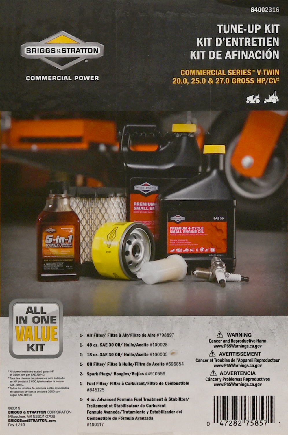 Briggs & Stratton Engine Maintenance Kit - Commercial Series V-Twin Engine (84002316)